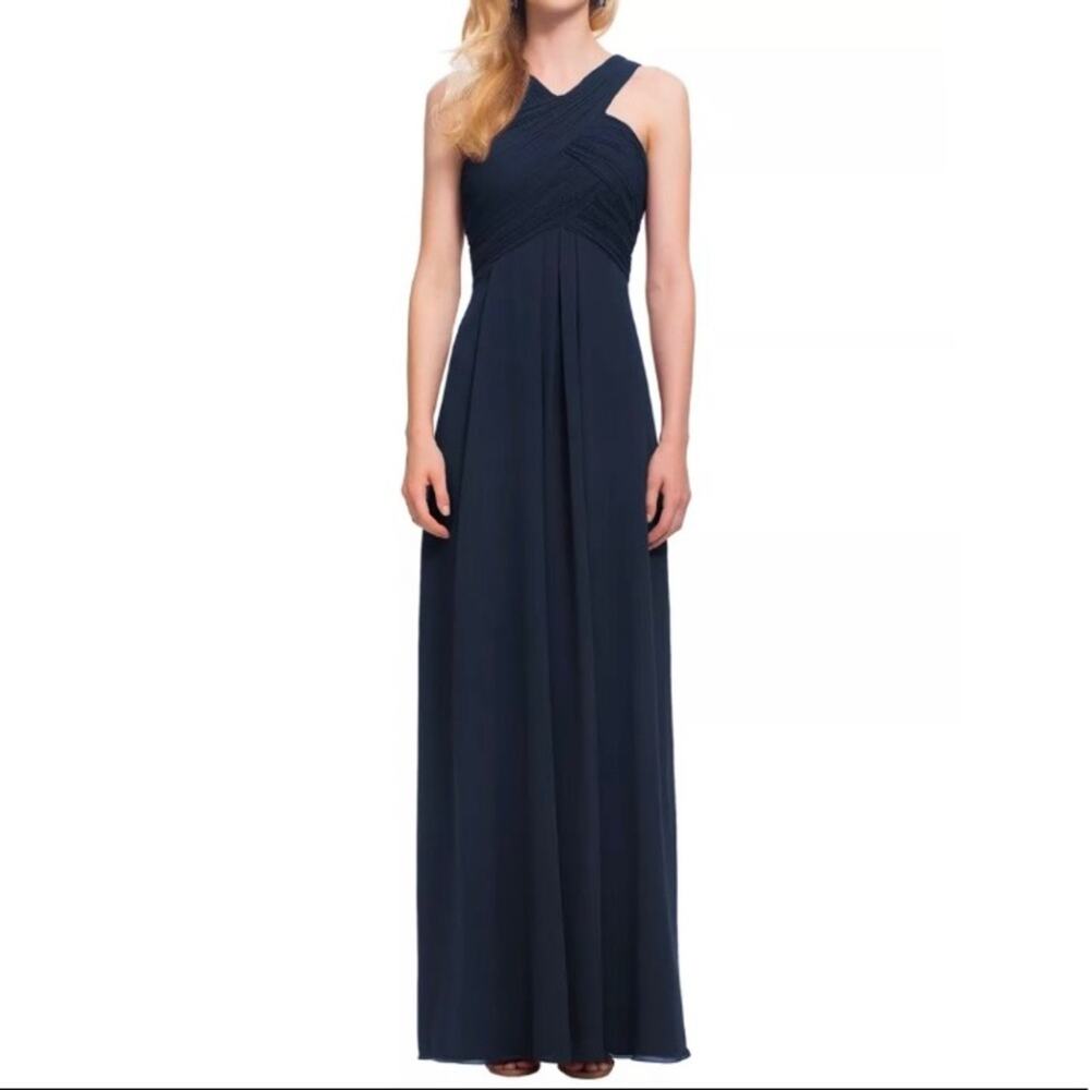 Levkoff Bridemade Navy Chiffon gown maxi dress Size 2.